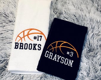 Personalized Embroidered Basketball Sweat Towel: Name, Player Gift