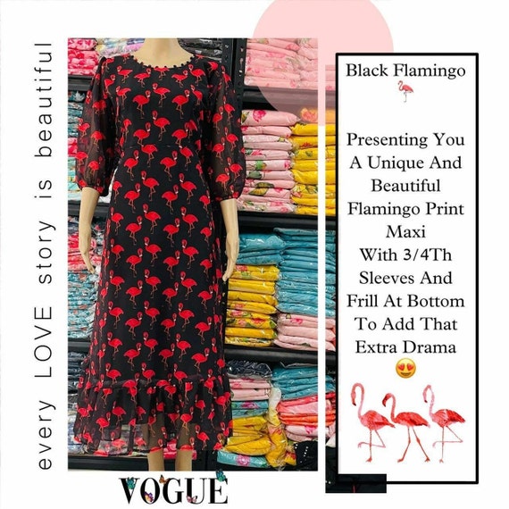 Flamingo print maxi best sale dress