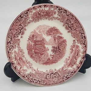 Antique Royal Sphinx dinner plate, Petrus Regout Holland, Old England Cambridge red and white earthenware, Collectable and decorative plate