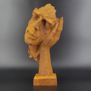 Male head bust, Cast iron statue, Statue face, Hand statues, Creative abstract decor, Home decor, Home office desk statue