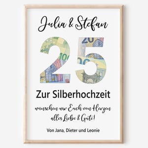 Geldgeschenk Silberhochzeit Jubiläum Personalisiert | Poster | 25 Jahre Hochzeitstag
