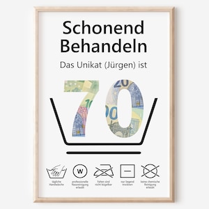 Geldgeschenk 70. Geburtstag Jubiläum runder Geburtstag Personalisiert | Lustig Witzig | Schonend Behandeln Poster