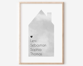 Affiche Maison Familiale | Maison | Personnalisée | Cadeau | Maison | PDF ou Imprimer