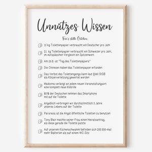 Toilette | Unnützes Wissen | Badezimmer Poster | Gäste WC | lustig | Minimalistisch | schwarz weiß | Humor | Download