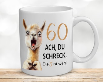 60th Birthday Anniversary Mug for Women and Men | Lama Alpaca Oh My Goodness! | Personalized with Name | Mug | Coffee Mug | Coffee Cup