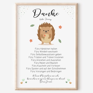 Abschiedsgeschenk Kita | Erzieherin | Tagesmutter | Kindergarten | Kinderpflegerin | Geschenk Danke | Igel