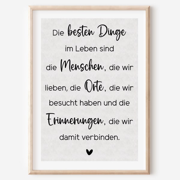 Poster Beste Dinge  | Home | Wanddeko | Schön hier | Geschenk | Familie | Eingang | PDF | Bild | Spruch