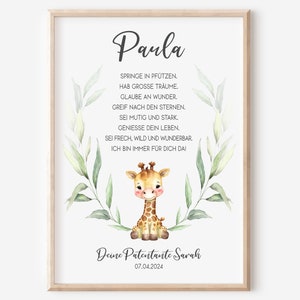 Patenbrief Patenkind | Taufe Poster Segnung | personalisiert | Taufgeschenk | Giraffe | PDF