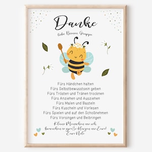 Abschiedsgeschenk Kita | Erzieherin | Tagesmutter | Kindergarten | Kinderpflegerin | Geschenk Danke | Biene | Hummel