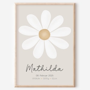 Geburtsposter | Geburtsdaten personalisiert | Kinderzimmer | Gänseblümchen | Mädchen | Jungen