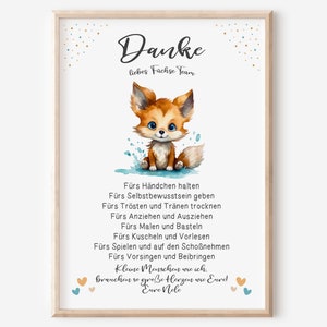 Abschiedsgeschenk Kita | Geschenk Danke | Erzieherin | Tagesmutter | Kindergarten | Kinderpflegerin |  Fuchs | Füchse Team