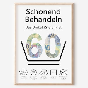 Geldgeschenk 60. Geburtstag Jubiläum runder Geburtstag Personalisiert | Lustig Witzig | Schonend Behandeln Poster