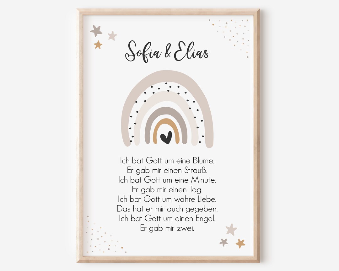 Zwillinge Geschwister Spruch personalisiert Kinderzimmer PDF
