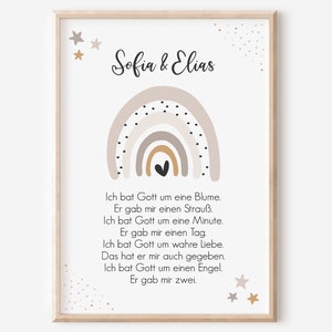 Zwillinge | Geschwister | Spruch | personalisiert | Kinderzimmer | PDF | Regenbogen Mädchen | Junge