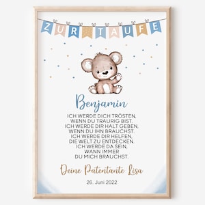 Taufgeschenk | Taufe Poster | personalisiert | Patenbrief | Patenonkel Patentante | Junge | PDF | Taufspruch