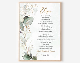 Baptism gift | Communion | Confirmation | Confirmation | Baptism gift | personalized | Sponsorship letter | Eucalyptus | Baptism certificate | gold