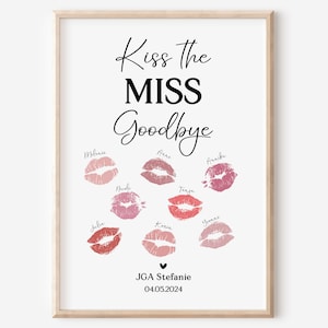 Poster Kussmund JGA Junggesellinnenabschied Personalisiert | Brautparty | Kiss the Miss Goodbye