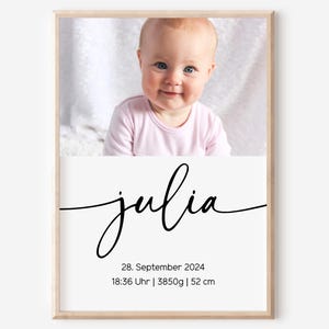 Geburtsposter | Geburtsdaten personalisiert | Kinderzimmer | Regenbogen Mädchen | Jungen | Greige