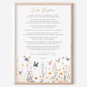 Patenbrief Patenkind Wildblumen | Taufe Poster Segnung | personalisiert | Taufgeschenk | Wiesenblumen Boho Jungen Mädchen | PDF