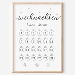 Poster Weihnachten | Countdown | Weihnachtsdekoration | Xmas | Geschenk | Zuhause | Weihnachtsschmuck | Wanddeko