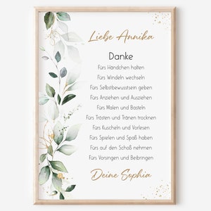 Abschiedsgeschenk Kita | Erzieherin | Tagesmutter | Hebamme|  Kindergarten | Kinderpflegerin | Geschenk Danke | Eukalyptus