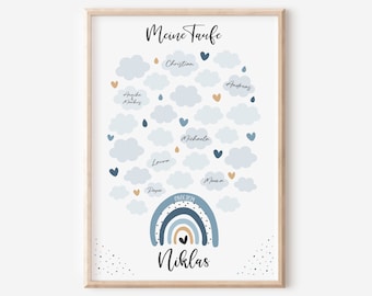 Baptism guest poster | Rainbow Blue | Guest book | personalized | Baptism gift | Baptism guest book | Guest picture