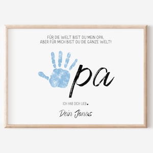 Handabdruck Kinder Baby Geschenk für Opa Vorlage | personalisiert mit Namen | Vatertag