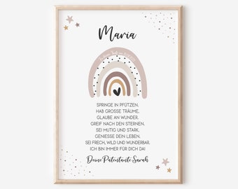 Godparent letter | Christening poster | Personalized | Christening gift | Rainbow | PDF
