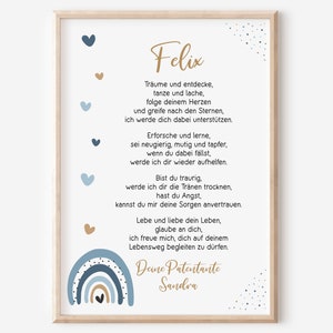 Sponsorship letter godchild | Baptism Poster | personalized | Baptism gift | Rainbow Boy | PDF