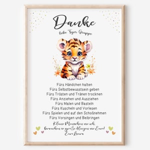 Abschiedsgeschenk Kita | Erzieherin | Tagesmutter | Kindergarten | Kinderpflegerin | Geschenk Danke | Tiger