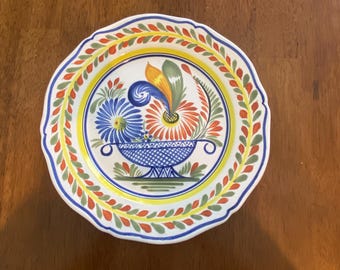 Vintage Henriot Quimper Faience Plate: Floral Wall Decor (10 inch)