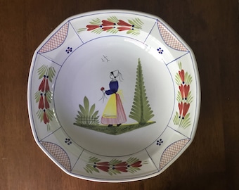 Vintage Henriot Quimper Faience Bowl: Hand Painted French Country Decor