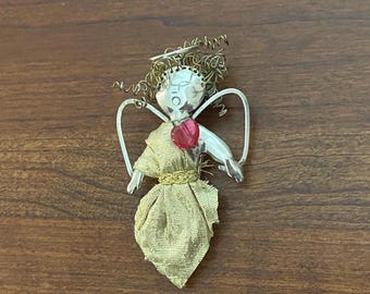 Vintage Sterling Silver "Malka" Angel Pin Pendant: Nomi Green Judaic Art