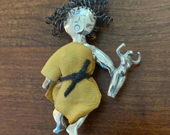 Vintage Sterling Silver “Rachel” Brooch: Nomi Green Judaic Art Pin