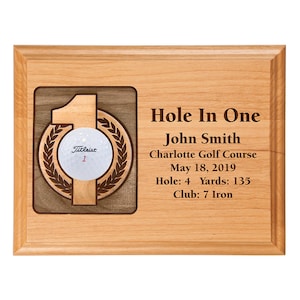 Golf Hole-in-One Laser Etched Plaque | Natural Wood | Customization Included |  Made In The USA
