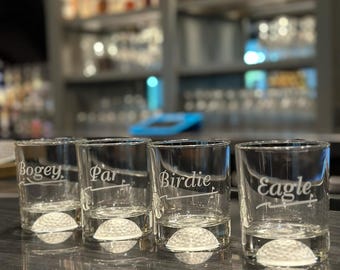 Fore Double Old Fashioned Golf Score Glasses | Set of 4 Glasses | 12.5oz each | Great Golfer Gift | Father's Day Golf Gift
