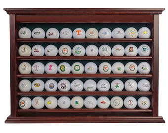 Golf Ball Display Case | Holds 50 Golf Balls | Handcrafted Solid Wood | Four Color Options | Measures 18.75"W x 15.25"H x 3"D