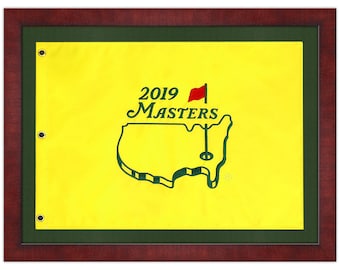Golf Pin Flag Display Case | Solid Hardwood | Cherry Frame | Holds Pin Flag Up To 14" x 20" | Made in the USA | Measures 21"H x 27"W x 2"D