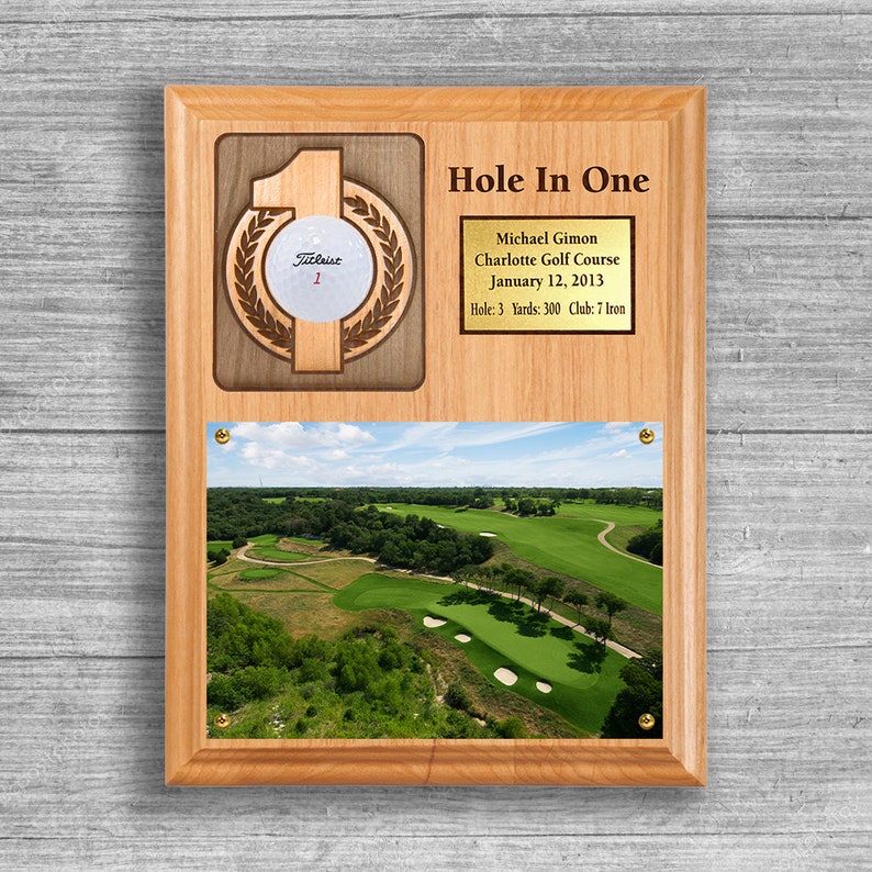 Hole in One Ball and Photo/scorecard Plaque Vertical With Brass Plate Etsy