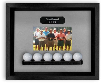 Golf Ball Shadowbox Display | Engraved Plate | Holds 6 Golf Balls | Upload Your Photo | Acrylic Cover | 4 Colors Options | Made In The USA