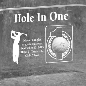 Hole-in-One Golfer Laser Etched 7&quot;H x 10&quot;W Acrylic Crescent Trophy | Female or Male Option | Custom Laser Etching Included | Made In The USA