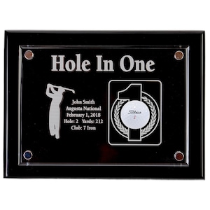 Golf Hole-in-One 9x12 Floating Acrylic Plaque | Male Golfer | Two Color Options | Custom Laser Etching Included | Made In The USA