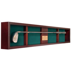 Golf Club Shadow Box Display | Solid Hardwood with Cherry Finish | Comes in Four Styles | Engraved Plate Included