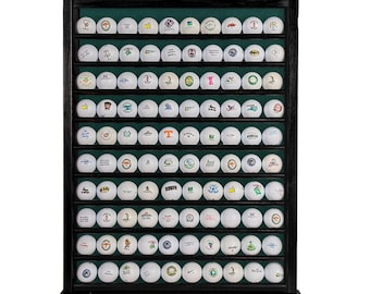 Golf Ball Display Case | Holds 100 Golf Balls | Handcrafted Solid Wood | Four Color Options | Measures 18.75"W x 24.5"H x 3"D