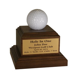 Desktop Golf Hole-In-One Display | Engraved Plate Included | Display Your Golf Ball | Made In USA