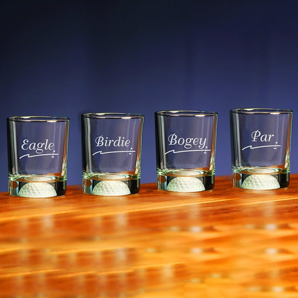 Fore Double Old Fashioned Golf Score Glasses | Set of 4 Glasses | 12.5oz each
