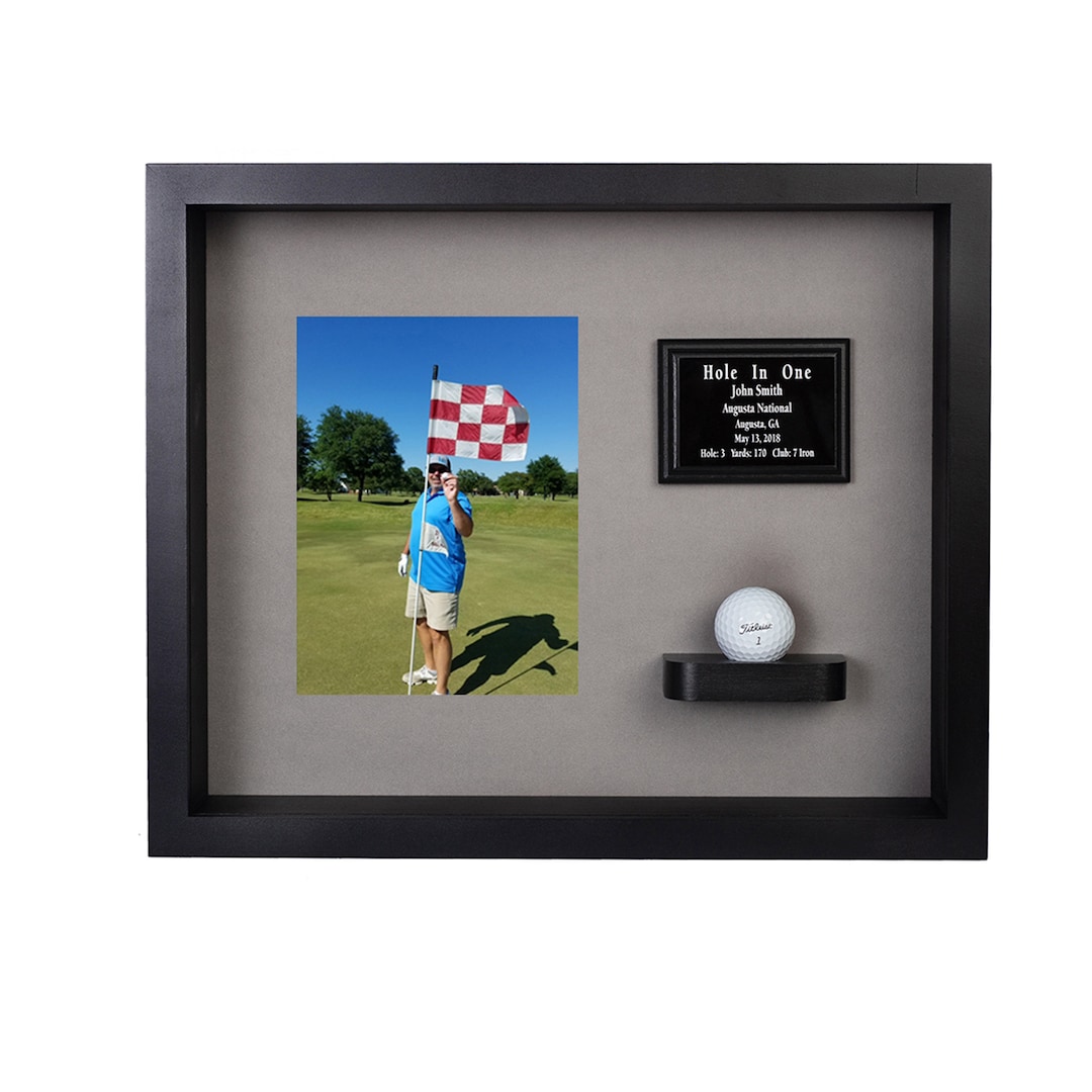 Holeinone Ball & Vertical Photo/scorecard Shadow Box Four Color