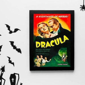 Dracula Vintage Movie Poster, Vintage Movie Poster, Dracula, Horror, Horror Movie Poster, Vintage Poster, Horror Decor, Horror Wall Hanging