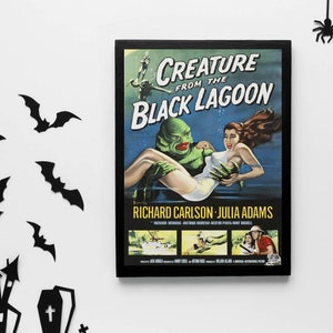 Creature From The Black Lagoon Movie Poster, Creature From Black Lagoon, Horror Movie Poster, Horror, Horror Decor, Wall Decor, Art Print