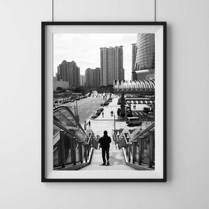 Shanghai Cityscape Photography: Black and White Minimalist Print (Digital Download)